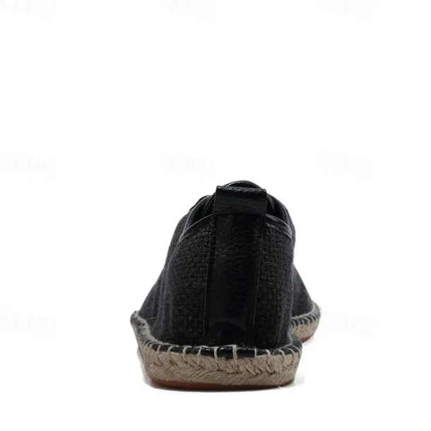 Men's Beige Canvas Lace-Up Espadrille Shoes with Jute Rope Sole – Comfortable Summer Casual Footwear