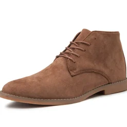 Men's Beige Faux Suede Lace-Up Desert Boots – Classic Chukka Style with Comfortable Rubber Sole for Casual Wear