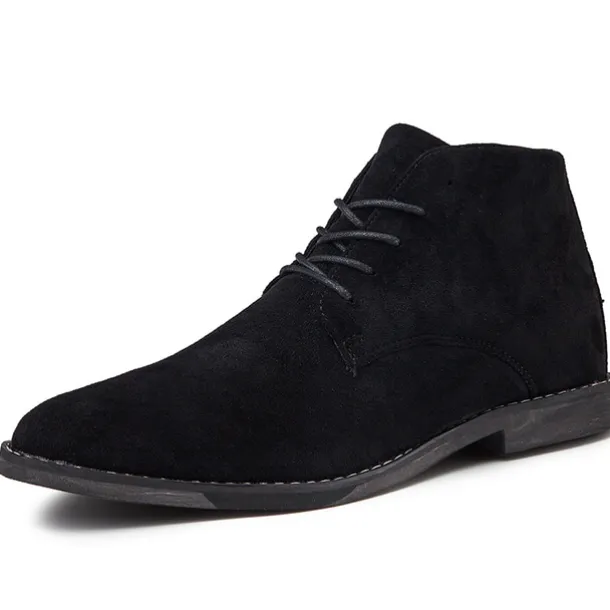 Men's Beige Faux Suede Lace-Up Desert Boots – Classic Chukka Style with Comfortable Rubber Sole for Casual Wear