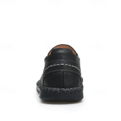 Men's Beige Genuine Faux Leather Moccasins – Handmade Stitching Casual Slip-On Driving Shoes for Outdoor & Trave