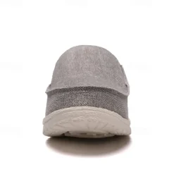 Men's Beige Slip-On Loafers with Comfortable Canvas Upper, Casual Shoes for Everyday Wear