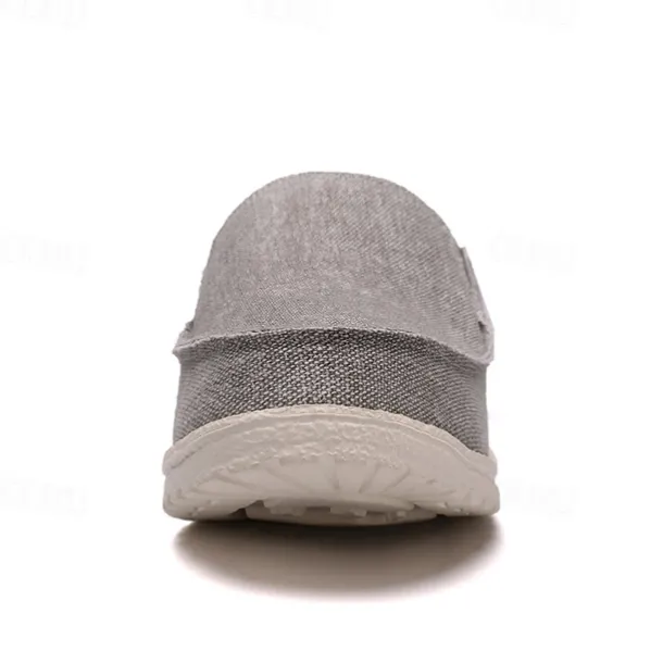 Men's Beige Slip-On Loafers with Comfortable Canvas Upper, Casual Shoes for Everyday Wear