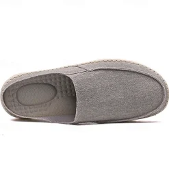 Men's Beige Slip-On Loafers with Comfortable Canvas Upper, Casual Shoes for Everyday Wear