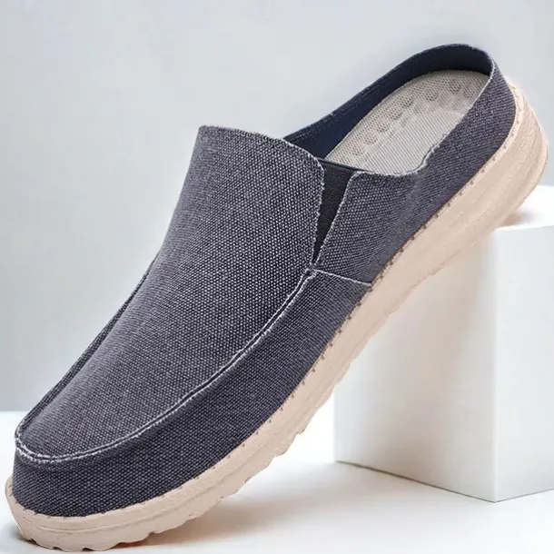 Men's Beige Slip-On Loafers with Comfortable Canvas Upper, Casual Shoes for Everyday Wear