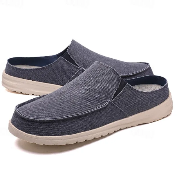 Men's Beige Slip-On Loafers with Comfortable Canvas Upper, Casual Shoes for Everyday Wear