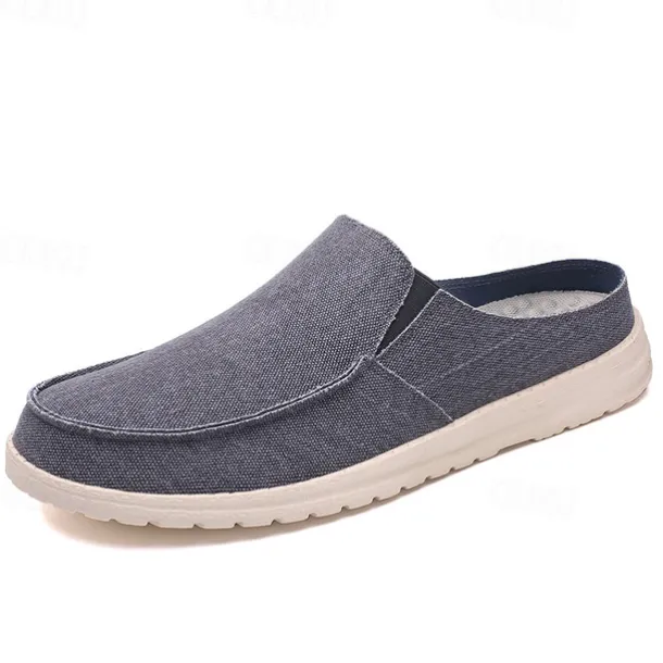 Men's Beige Slip-On Loafers with Comfortable Canvas Upper, Casual Shoes for Everyday Wear
