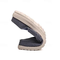 Men's Beige Slip-On Loafers with Comfortable Canvas Upper, Casual Shoes for Everyday Wear