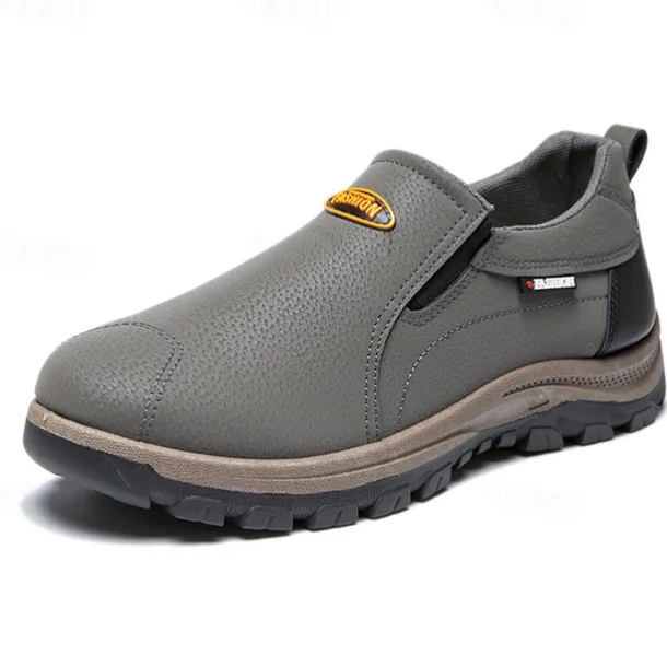 Men's Beige Slip-On Outdoor Shoes with Non-Slip Rugged Sole and Black Accents – Comfortable Casual Footwear for Everyday Use