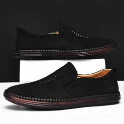 Men's Beige Suede Slip-On Loafers – Handmade Casual Moccasin Shoes for Daily Wear