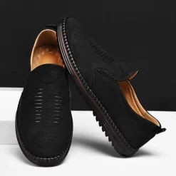 Men's Beige Suede Slip-On Loafers – Handmade Casual Moccasin Shoes for Daily Wear