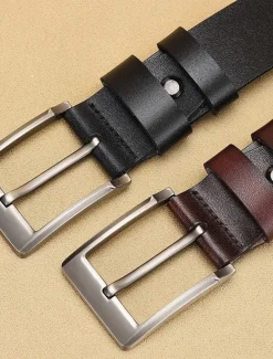 Men's Belt Faux Leather Belt Frame Buckle Black Brown Leather Fashion Party Work Solid Colored