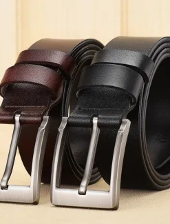 Men's Belt Faux Leather Belt Frame Buckle Black Brown Leather Fashion Party Work Solid Colored