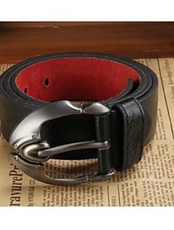 Men's Belt Faux Leather Belt Frame Buckle Black Brown Faux Leather Leather Active Fashion Work Tribal