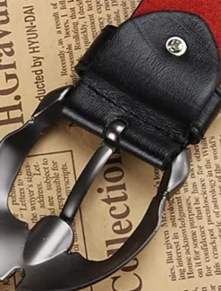 Men's Belt Faux Leather Belt Frame Buckle Black Brown Faux Leather Leather Active Fashion Work Tribal