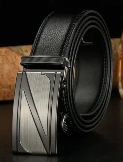 Men's Belt Waist Belt Black 1# Black 2# Alloy Durable Adjustable Plain Outdoor Daily