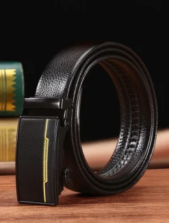 Men's Belt Waist Belt Black 1# Black 2# PU Alloy Durable Adjustable Plain Outdoor Daily