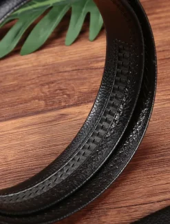 Men's Belt Waist Belt Black 1# Black 2# PU Alloy Durable Adjustable Plain Outdoor Daily