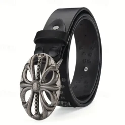 Men's Belt Waist Belt Black Alloy Durable Adjustable Plain Outdoor Daily