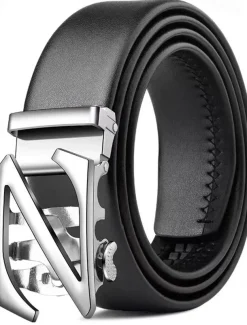 Men's Belt Waist Belt Silver Black PU Alloy Durable Adjustable Plain Outdoor Daily