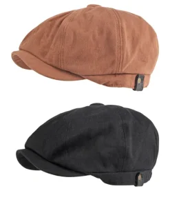 Men's Beret Hat Newsboy Cap Black Brown Cotton Adjustable Buckle Simple 1920s Fashion Holiday Street Dailywear Weekend Pure Color Portable Comfort Fashion