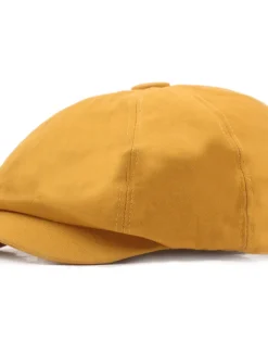 Men's Beret Hat Newsboy Hat Black Yellow Cotton Streetwear Stylish Casual Outdoor Daily Going out Plain Sunscreen