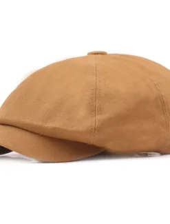 Men's Beret Hat Newsboy Hat Black Yellow Cotton Streetwear Stylish Casual Outdoor Daily Going out Plain Sunscreen