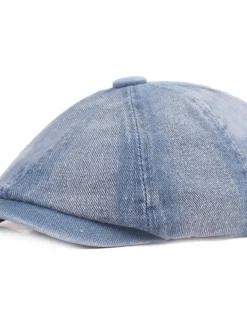 Men's Beret Hat Newsboy Hat Black Blue Denim Streetwear Stylish Casual Outdoor Daily Going out Plain Sunscreen