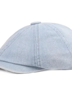 Men's Beret Hat Newsboy Hat Black Blue Denim Streetwear Stylish Casual Outdoor Daily Going out Plain Sunscreen