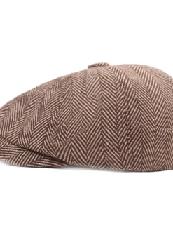 Men's Beret Hat Newsboy Hat Tweed Cap khaki Light Grey Cotton Streetwear Stylish 1920s Fashion Outdoor Daily Going out Graphic Prints Warm