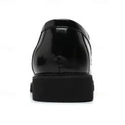 Men's Black and Gold Slip-On Loafers with Decorative Buckle and Brogue Detailing – Stylish Formal Shoes for Office and Special Occasions