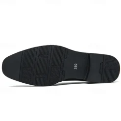 Men's Black and White Faux Leather Loafers with Cut-Out Strap Detail - Elegant Slip-On Shoes for Formal and Business Attire