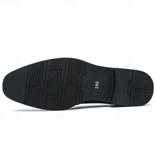 Men's Black and White Faux Leather Loafers with Cut-Out Strap Detail - Elegant Slip-On Shoes for Formal and Business Attire