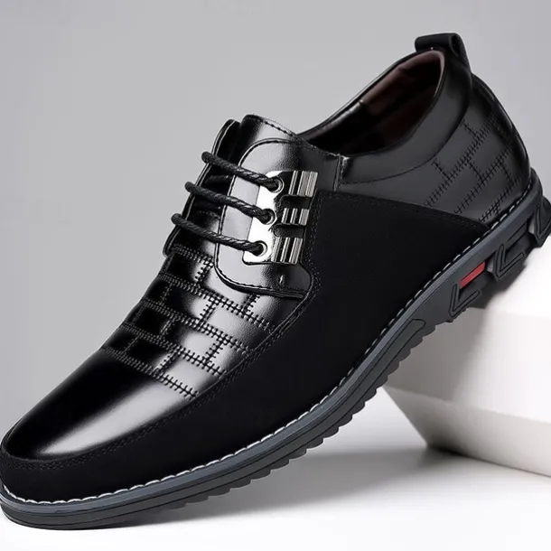 Men's Black and White Faux Leather Sneakers with Sporty Design – Comfortable and Fashionable Footwear for Casual Days, Travel and Weekend Outings