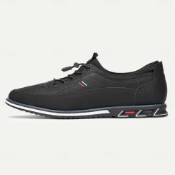Men's Black Casual Sneakers with Textured Upper and Multi-Color Midsole – Stylish Everyday Lace-Up Shoes for Casual Wear