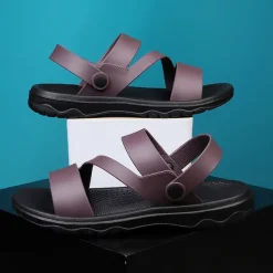 Men's Black Comfort Sandals – Adjustable Straps, Non-Slip Sole, Casual and Durable Footwear for Everyday Wear