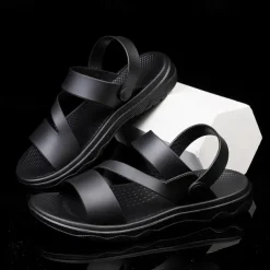 Men's Black Comfort Sandals – Adjustable Straps, Non-Slip Sole, Casual and Durable Footwear for Everyday Wear