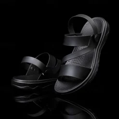 Men's Black Comfort Sandals – Adjustable Straps, Non-Slip Sole, Casual and Durable Footwear for Everyday Wear