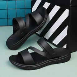Men's Black Comfort Sandals – Adjustable Straps, Non-Slip Sole, Casual and Durable Footwear for Everyday Wear