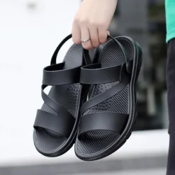 Men's Black Comfort Sandals – Adjustable Straps, Non-Slip Sole, Casual and Durable Footwear for Everyday Wear