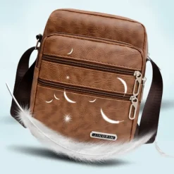 Men's Black Faux Leather Crossbody Bag - Multi-Pocket Shoulder Bag for Travel, Work, or Casual Use