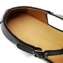 Men's Black Faux Leather Fisherman Sandals with Buckle Strap and Cutout Design, Stylish and Comfortable for Casual, Outdoor and Summer Wear