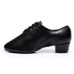 Men's Black Faux Leather Lace - Up Dance Shoes, Sturdy Low Heel & Soft Suede Sole, Comfortable & Stylish for Ballroom & Latin Dance