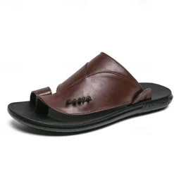 Men's Black Faux Leather Slide Slippers with Stylish Accent Detail – Comfortable Casual Footwear for Everyday Wear