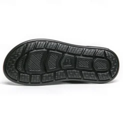 Men's Black Faux Leather Slide Slippers with Stylish Accent Detail – Comfortable Casual Footwear for Everyday Wear
