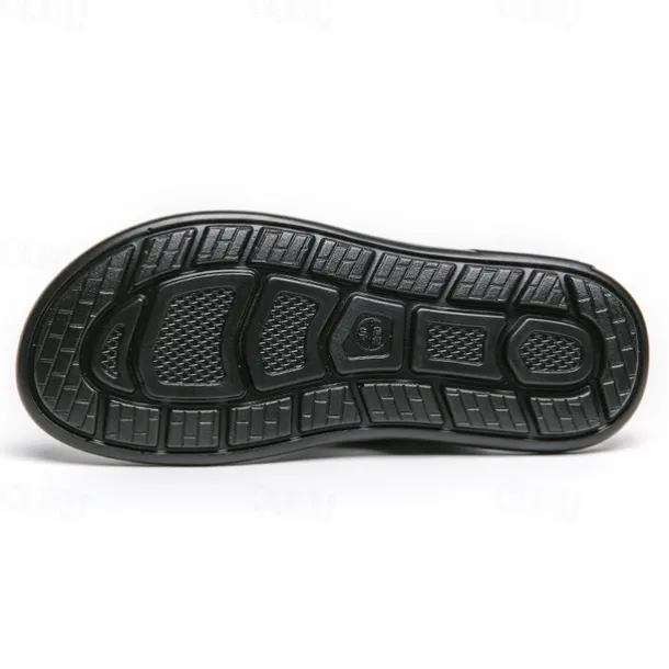 Men's Black Faux Leather Slide Slippers with Stylish Accent Detail – Comfortable Casual Footwear for Everyday Wear