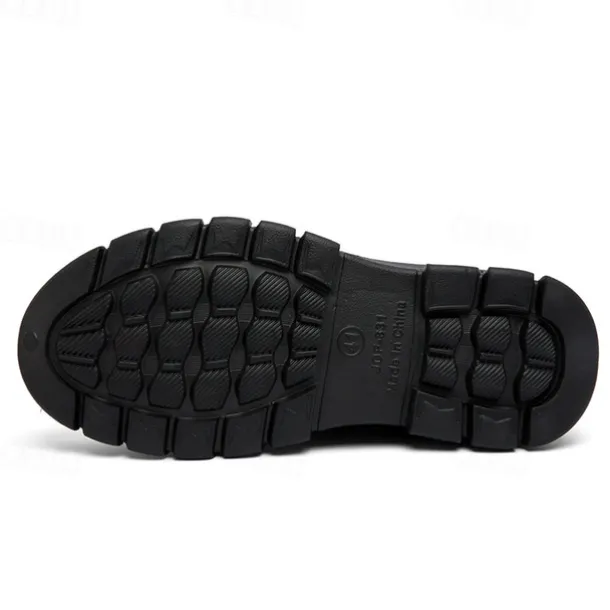 Men's Black Faux Leather Slip-on Shoes with Fur Lining - Warm and Comfortable for Winter