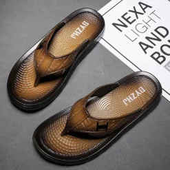 Men's Black Flip Flops with Comfortable Footbed, Casual Slip-On Design for Daily Wear and Relaxing