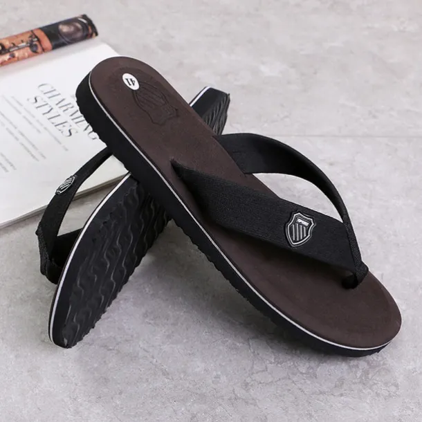 Men's Black Flip-Flop Sandals with Cushioned Sole - Comfortable Casual Beach and Summer Footwear