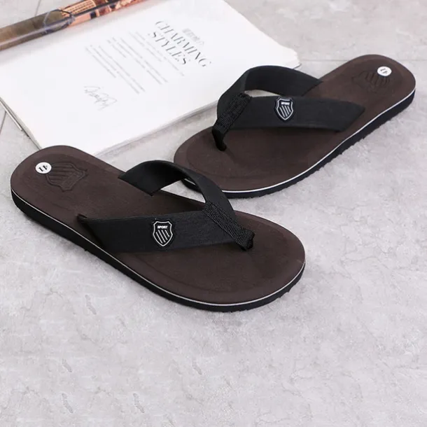 Men's Black Flip-Flop Sandals with Cushioned Sole - Comfortable Casual Beach and Summer Footwear