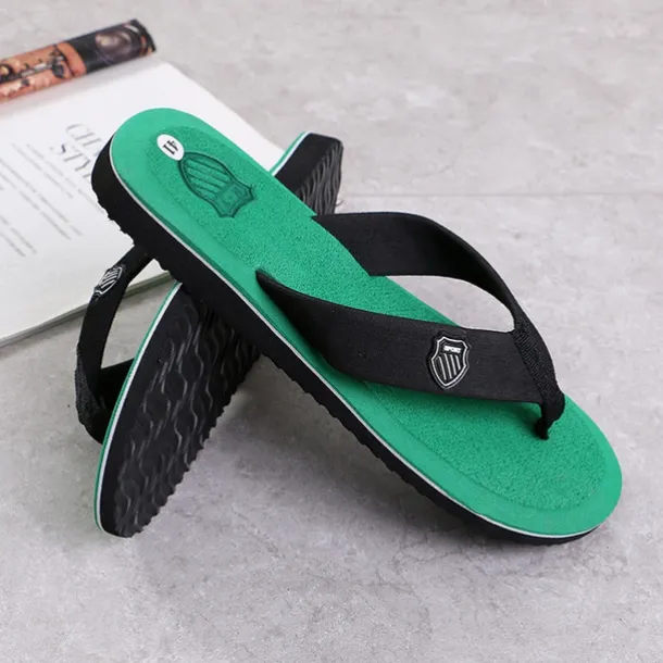 Men's Black Flip-Flop Sandals with Cushioned Sole - Comfortable Casual Beach and Summer Footwear